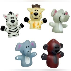 Cute Animal Finger Puppets - Zebra, Giraffe, Elephants & Monkey